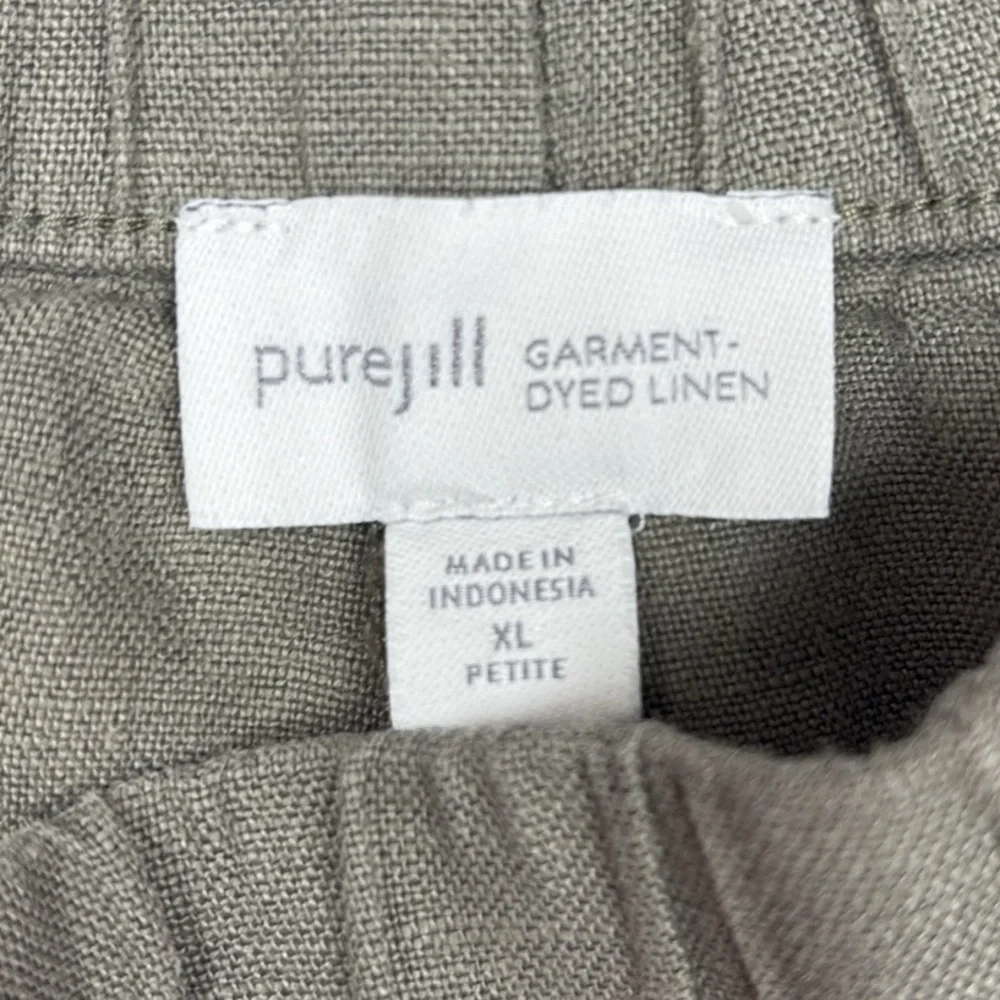 Pure J. Jill Linen High Rise Pull-On Cropped Wide Leg Pants Minimalist Green XLP - Picture 9 of 11